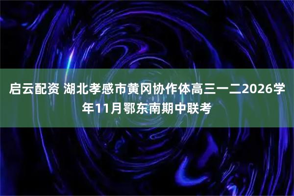 启云配资 湖北孝感市黄冈协作体高三一二2026学年11月鄂东南期中联考
