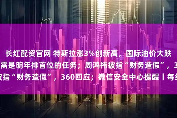 长红配资官网 特斯拉涨3%创新高，国际油价大跌3%；中央财办：扩大内需是明年排首位的任务；周鸿祎被指“财务造假”，360回应；微信安全中心提醒丨每经早参