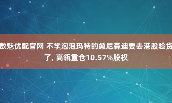 数魅优配官网 不学泡泡玛特的桑尼森迪要去港股验货了, 高瓴重仓10.57%股权