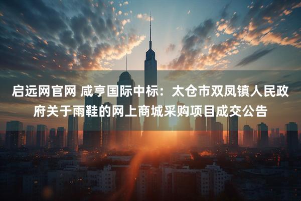 启远网官网 咸亨国际中标：太仓市双凤镇人民政府关于雨鞋的网上商城采购项目成交公告